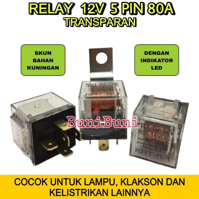 Jual RELAY Transparan Bening 12V KAKI 5 Pin 80A Untuk Riley Lampu ...