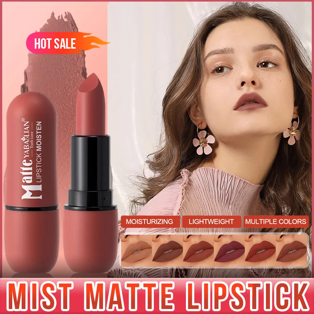 YABAOLIAN Lipstick Matte Lipstick 24 Hour Non-stick Cup Long Lasting Waterproof Velvet Lipstick for Girls and Women Colorful Lip Makeup Personality Cosmetic