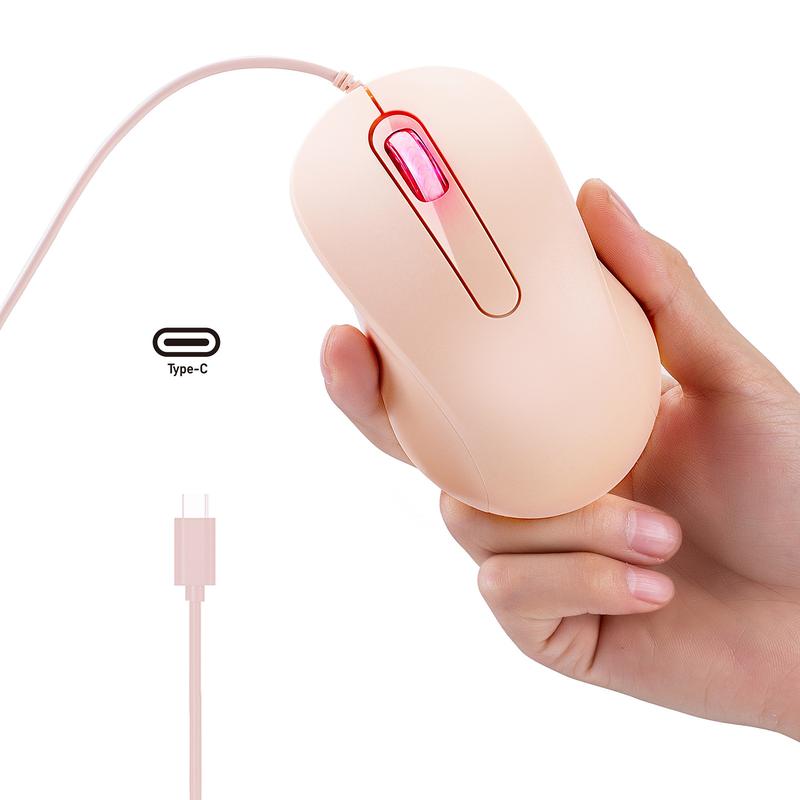Product Introduction of In Stock Type-C Interface Silent Wired Mouse Compatible with Thunderbolt for Girls Laptop Tablet Phone 18