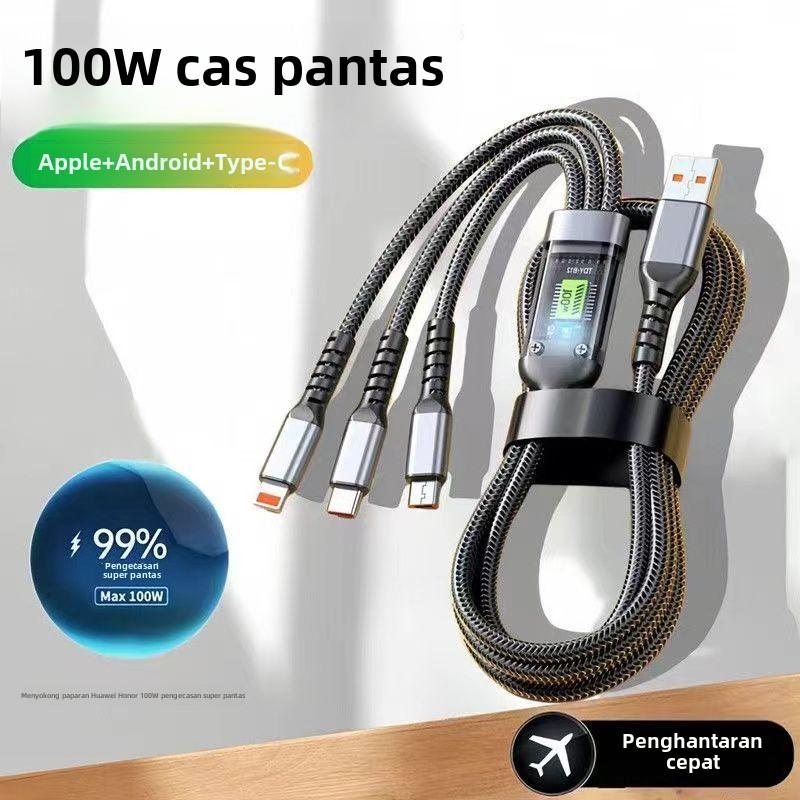Product Introduction of [COD]Super 100W 3 in 1 Type-C Charging Cable for Huawei Oppo Vivo Charge - Phone 12