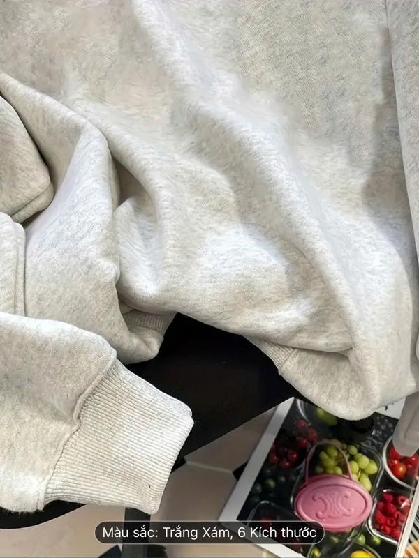 Áo Nỉ Sweater In Chữ DNUIOM Dáng Rộng Unisex Nam Nữ Vải Nỉ Bông Cao Cấp Dày Dặn Không Xù Lông Mẫu Mới 2024 áo  sweater 4
