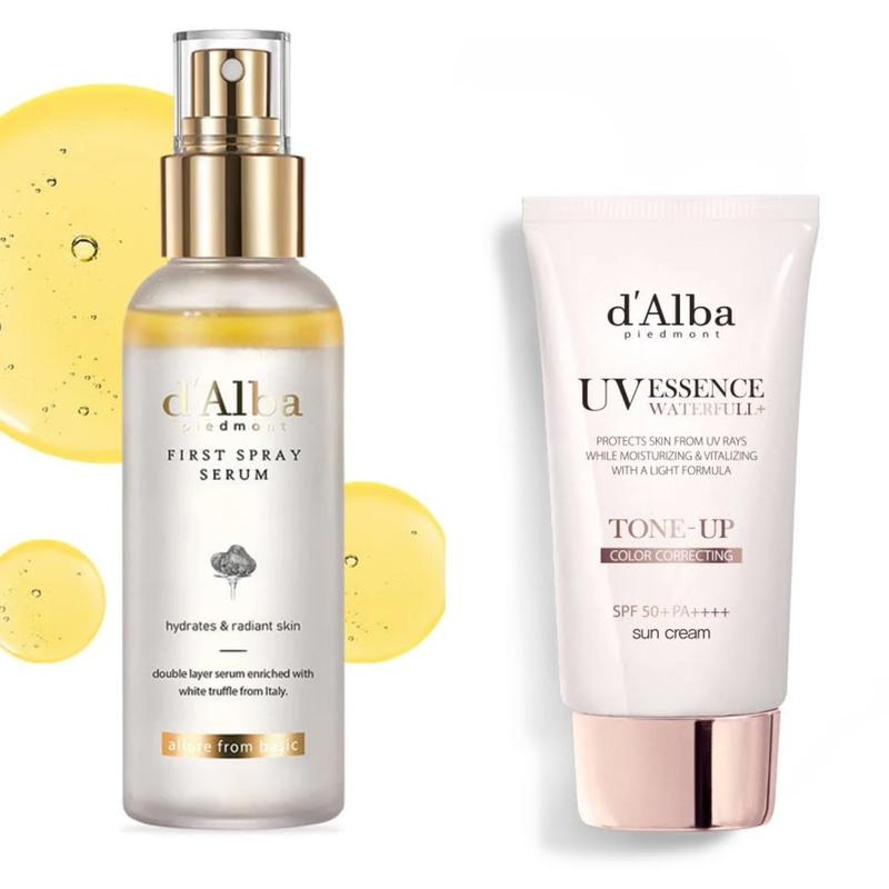 Combo xịt khoáng serum vàng 100ml và kem chống nắng hồng 50ml