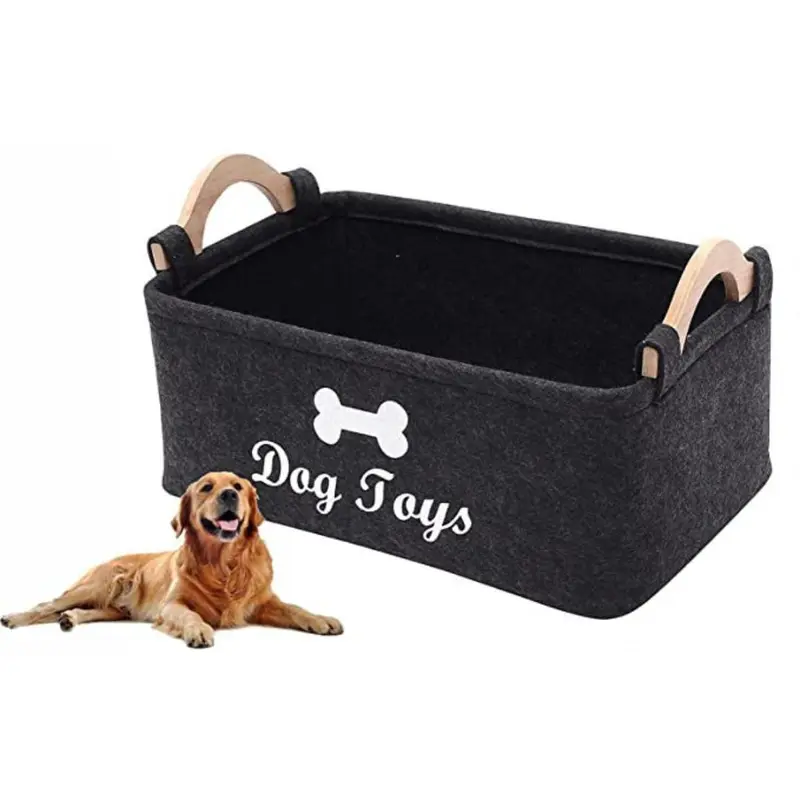 Felt Pet Toy Storage Basket, 1 Count Portable Foldable Pet Toy Storage Box, Multi-purpose Large Capacity Pet Toy Organizer, Home Organizers 0