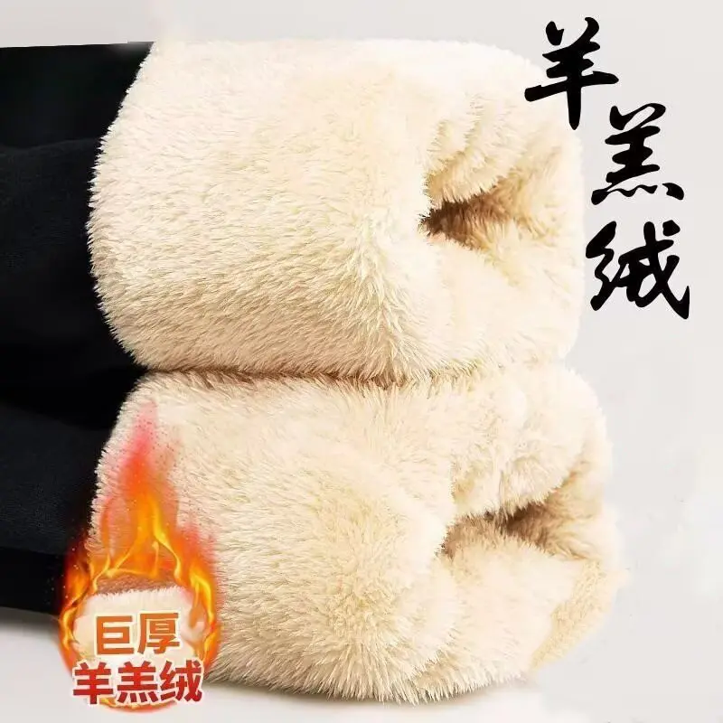 Quần Dài Cashmere, Dày, Lót Lông Cừu Mùa Đông Cho Nam, Dáng Rộng Vừa Vặn, Quần Nỉ, Chống Lạnh, Có Thể Mặc Ngoài Trời, Quần Dài Thường Ngày Giữ Nhiệt