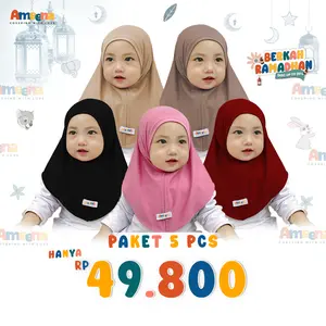 [ PAKET 5 PCS ] Jilbab Hijab Anak Bayi Maurin Jersey Usia 0-1 Tahun Newborn - Hijab Baby - Kerudung Anak Instan Premium