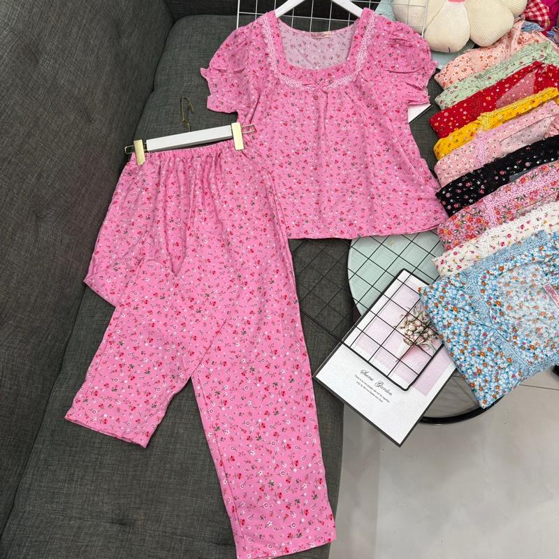 40-75kg SET ĐỒ BỘ NỮ QUẦN DÀI CÓ TÚI ÁO TAY NGẮN VẢI LỤA HÀN MỀM MỊN