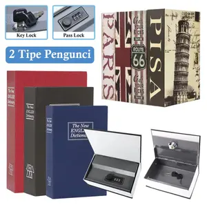 Brankas Bentuk Buku Safety Box Kamus Mini Penyimpanan Uang Emas Pengaman Kunci dan Kombinasi Size S M L Metal