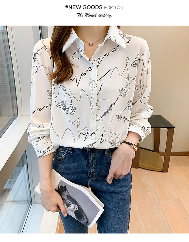Product Introduction of Áo Nữ Thanh Lịch, Thời Trang Đầu Mùa Thu Mới, Dài Tay, Dáng Rộng, Phong Cách Hoang Dã, Áo Sơ Mi Cổ Điển Phong Cách Hồng Kông, Cổ Bẻ Áo 8