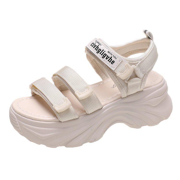 Sandal nữ 2 quai dán đế cao 7cm kiểu dáng Hàn Quốc 2023 4