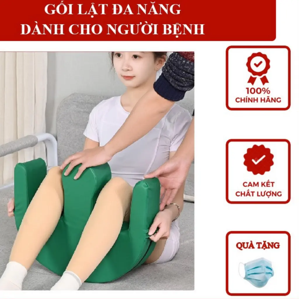 Gối êm hỗ trợ lật người bệnh/ bệnh nhân dễ dàng thay bỉm hình chữ U bằng da Nappa