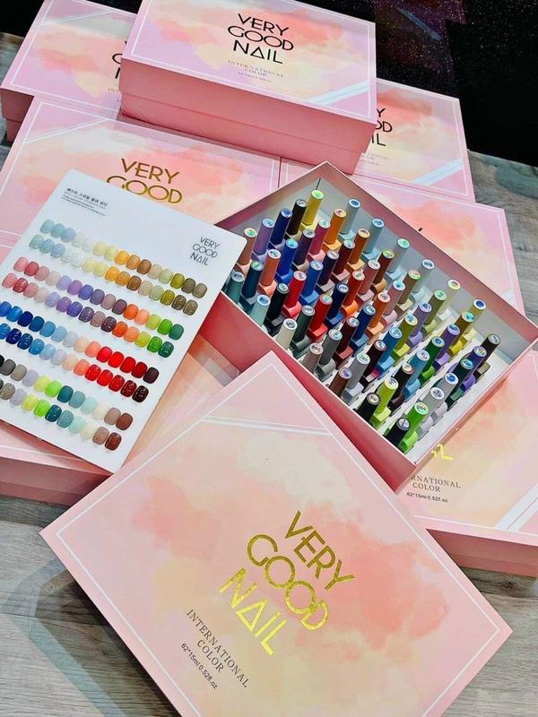 Set sơn Very good Nail 60 màu hộp hồng tặng kèm bảng màu base top