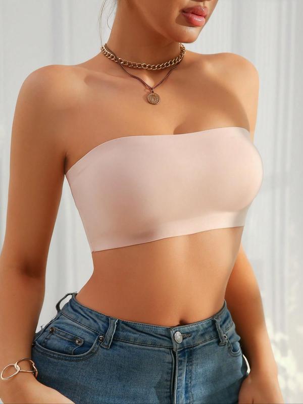 Women's Solid Wireless Strapless Bandeau Bra, Soft Comfortable Breathable Bra, Women's Lingerie for All Seasons 6
