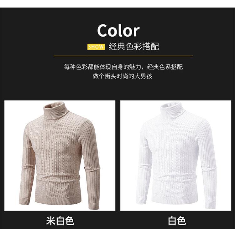 Product Introduction of Men's Turtleneck Sweater Casual Men's Knitted Sweater Warm Fitness Men Pullovers Tops Knitwear Menswear polo  shirts Collar Geometric 30