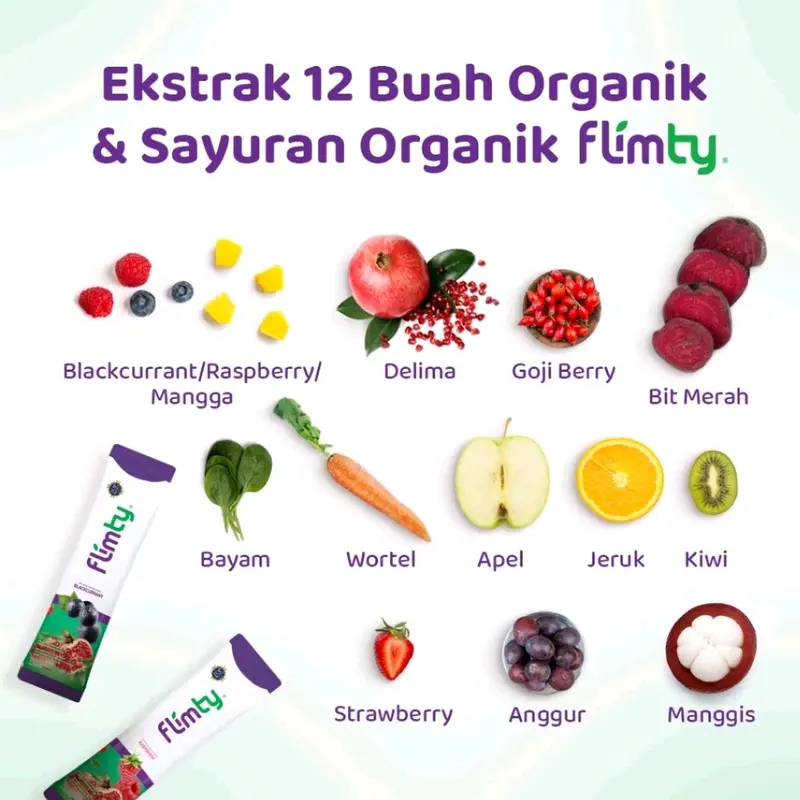Flimty 1 BOX isi 16 Minuman Serbuk Oat rasa Blackcurrant Raspberry Mangga 5