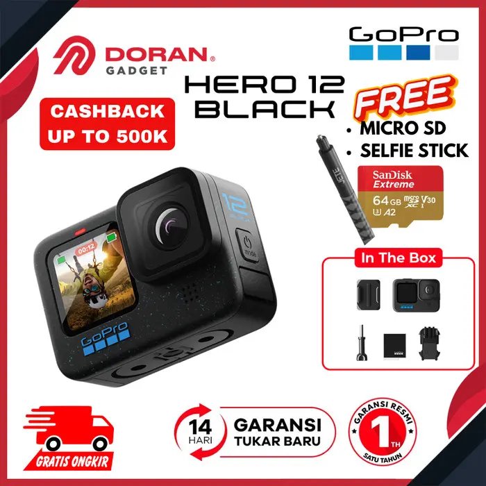 PROMO BIG SALE GoPro Hero 12 Black - Action Cam - Action Camera - Garansi Resmi 1 Th