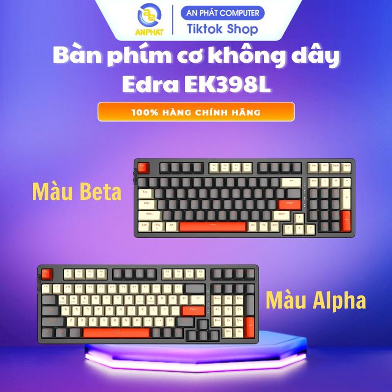 Bàn phím cơ không dây E-DRA EK398L Wireless ( 2 kết nối | Layout 98 nút | 2*Pin AAA | BH 24 tháng)