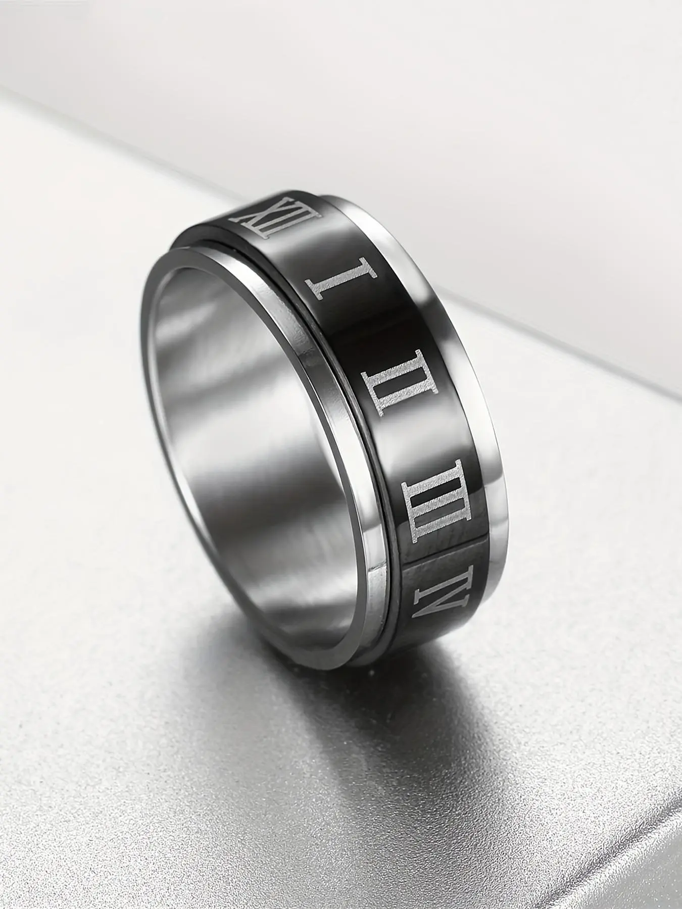 Minimalist Roman Numerals Pattern Metal Ring, Fashion Accessories For Men & Boys
