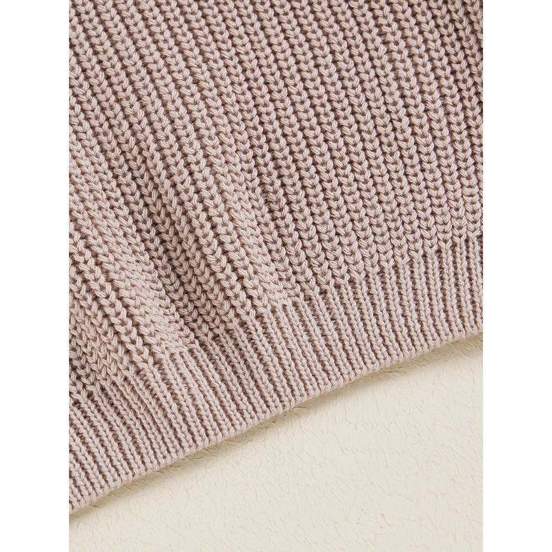 Product Introduction of Little Boy Girl Knit Sweater Solid Color Crew Neck Long Sleeve Pullover Tops for Fall Winter Causal Sweater 60