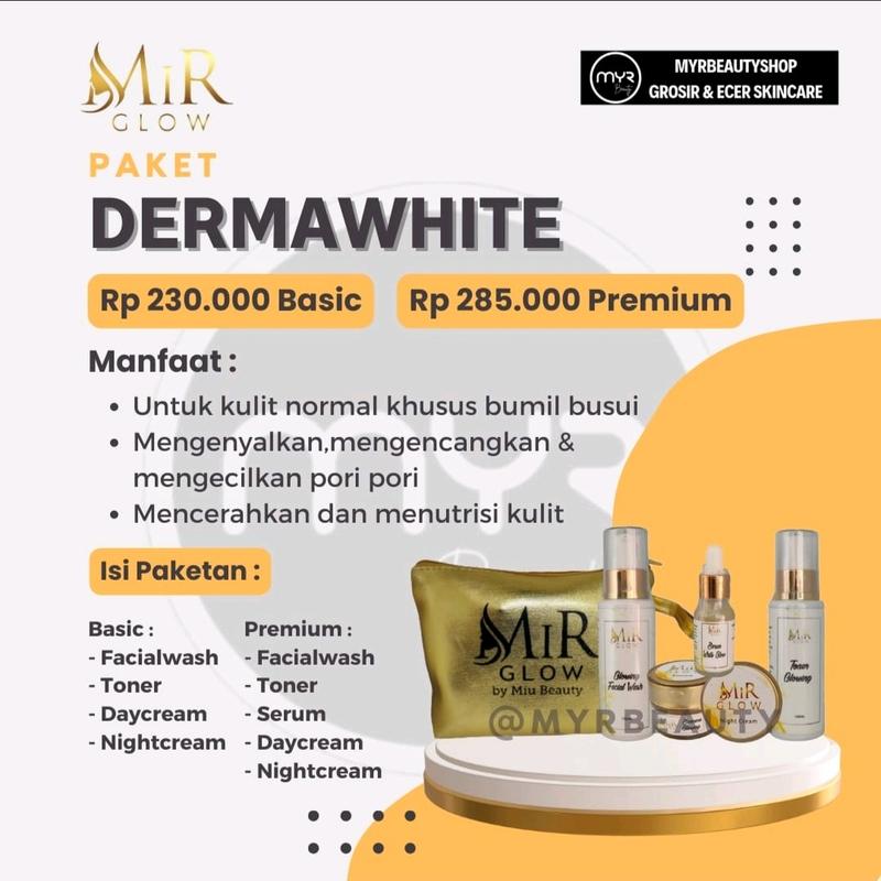 MIR GLOW SKINCARE BASIC WHITENING free GIFT RANDOM Wajah Pencerah  Aging Perawatan Pelembab Facial Hitam Muka 2