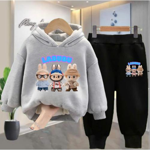 Set bộ nỉ in hình LABUBU 5D sắc nét, phom dáng đẹp cho bé trai, bé gái từ 6-30kg 2