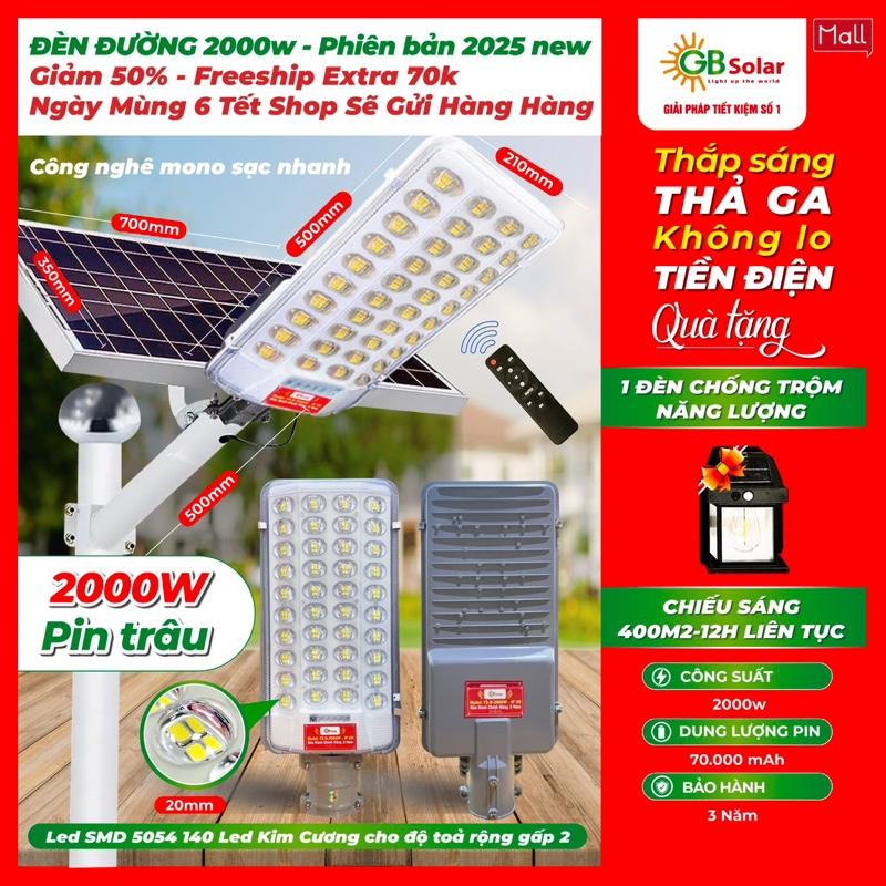 Đèn Năng Lượng Mặt Trời Sân Vườn 2000W, Công Xuất Lớn, Led Mắt Ngọc To Gấp 4 Sáng Tỏa Rộng, Chống Nước IP 69, Bảo Hành Chính Hãng 3 Năm, Tặng Đèn Chống Trộm Năng Lượng 190k