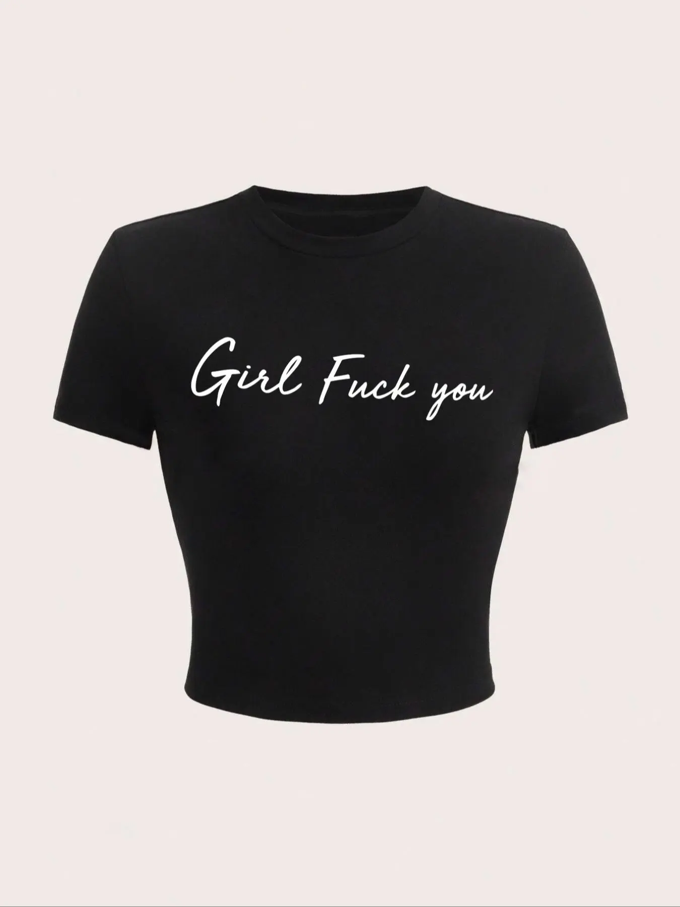 Women's Letter Print Crop Tee, Casual Short Sleeve Crew Neck T-shirt for Summer, Fashion Women's Top for Daily Wear