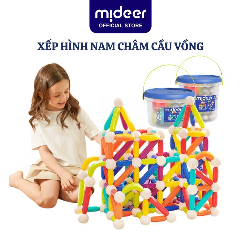 Đồ chơi xếp hình nam châm cho bé Mideer Rainbow Magnetic Building Stick