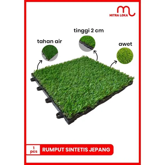 Mitra Loka Ubin Rumput Sintetis Indoor Outdoor Lantai Rumput Flooring Decking Tile Parquete Karpet Decking Tile Untuk Taman Kolam Lapangan Futsal 1