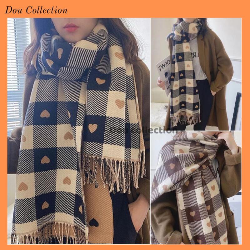 Khăn Cashmere Len (Khăn Choàng Cổ Len) Cao Cấp Giữ Ấm Mùa Đông Trái Tim - 65x200cm - PJN.ARC - Mã LN015