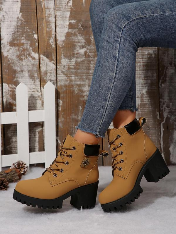 Women's Fashionable Lace Up Ankle Boots, Casual Comfortable Boots for Daily Wear, Valentine's Day Gift for Her, Perfect for Students and Outdoor Sports 4