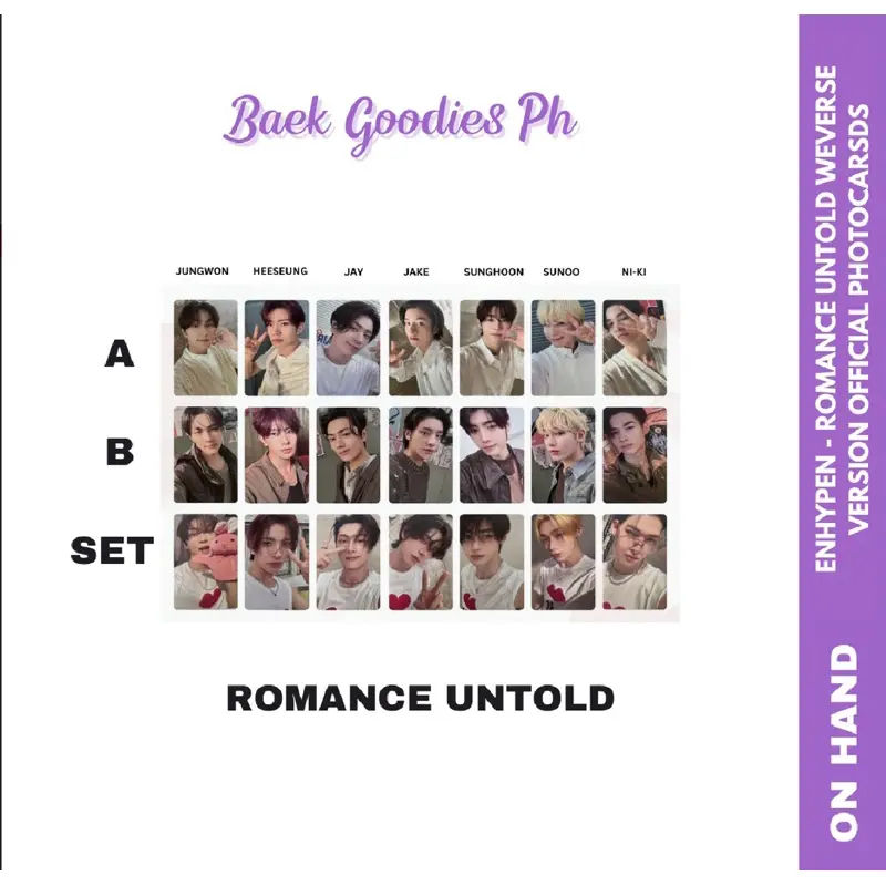 Enhypen Romance: Untold Weverse Ver Photocards