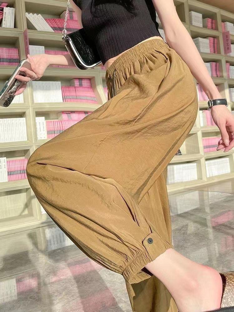 Product Introduction of Quần Harem, Chất Liệu Lụa Lạnh Nhanh Khô, Buộc Mắt Cá Chân, Dành Cho Nữ, Hàng Mới Về Mùa Hè, Mỏng, Cạp Cao, Dễ Phối Đồ, Dáng Rộng, Cỡ Lớn, Quần Thường Ngày Pants Women 3