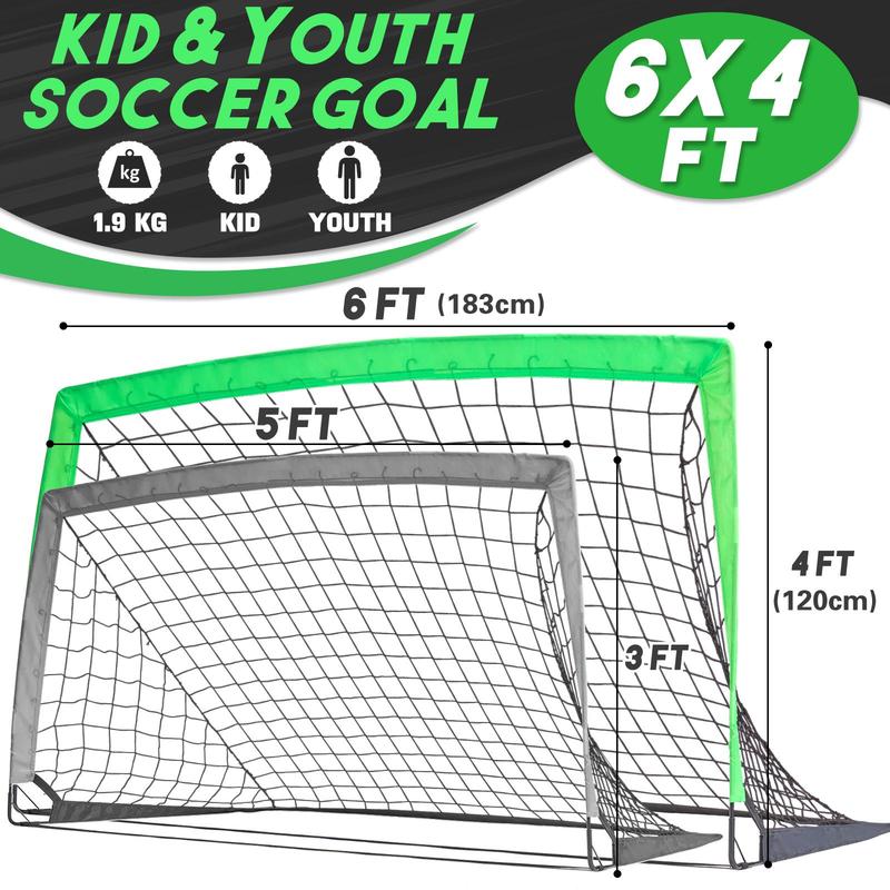 Portable Soccer Goal, 1 Set 6x4 Foot Soccer Goal with Carry Bag, Indoor Outdoor Football Goal for Backyard, Summer Football Accessories for Indoor Outdoor 1
