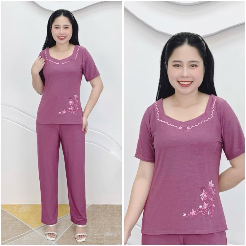 L70 Đồ bộ trung niên, set bộ cho mẹ thun aty mỹ mềm mát, quần dài ống rộng,50-80kg 1