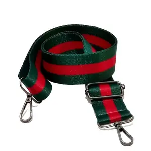 Tali Tas Selempang FTH Garis Hijau Merah Tebal Poliester Bahan Import Lebar 4 cm Panjang 125 cm Adjustable Kualitas Tinggi