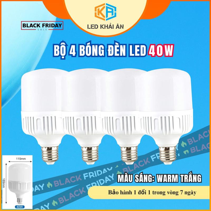 Combo 4 bóng 40W Siêu sáng - tiết kiệm điện Trắng - Led Khải Ân