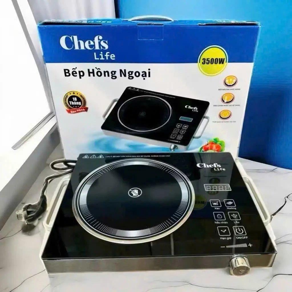 Bếp Hồng Ngoại Chef Cảm Ứng Cao Cấp – Mặt Kính Cường Lực, Đèn LED, Công Suất 3500W