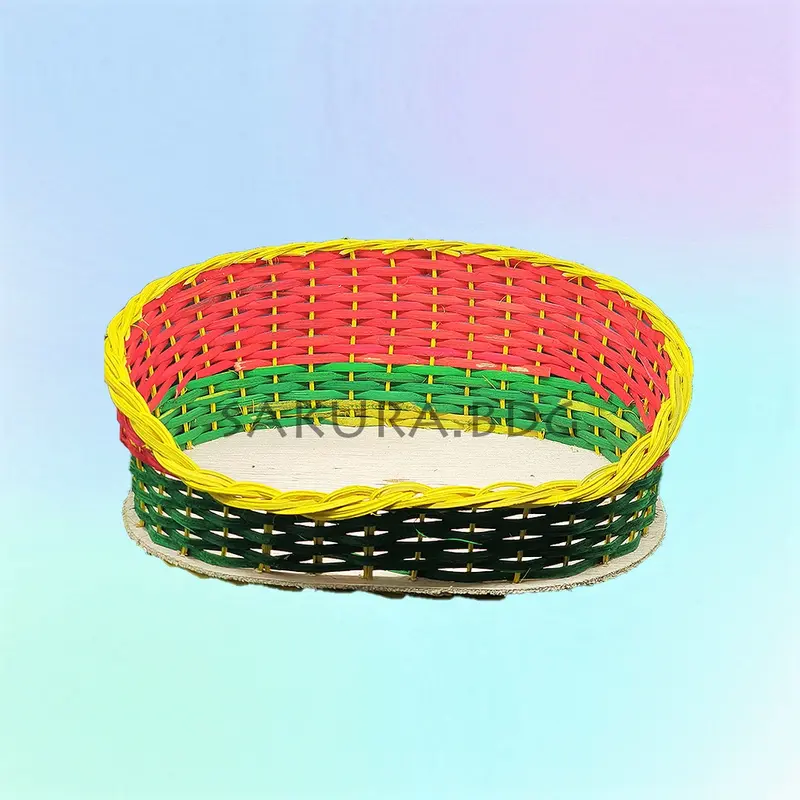 K4M - Keranjang rotan oval sandar M  33x25x6-12 cm hampers parcel hantaran mahar pernikahan makanan buah 4