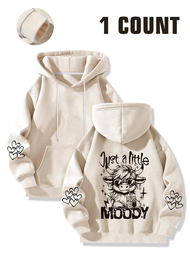 Product Introduction of Women's Cow Print Hoodie, Fashion Casual Hooded Sweatshirt for Daily Holiday Outdoor Wear, Women Clothing for Fall & Winter 2