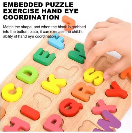 Product Introduction of ABC Alphabet Digital Puzzle Wooden Toys Kid Number Letter shape Matching Jigsaw Board 20*20cm Baby Newborn Infant Toddler Girls Girls Boys Soft Early Educational Learning Gift 18
