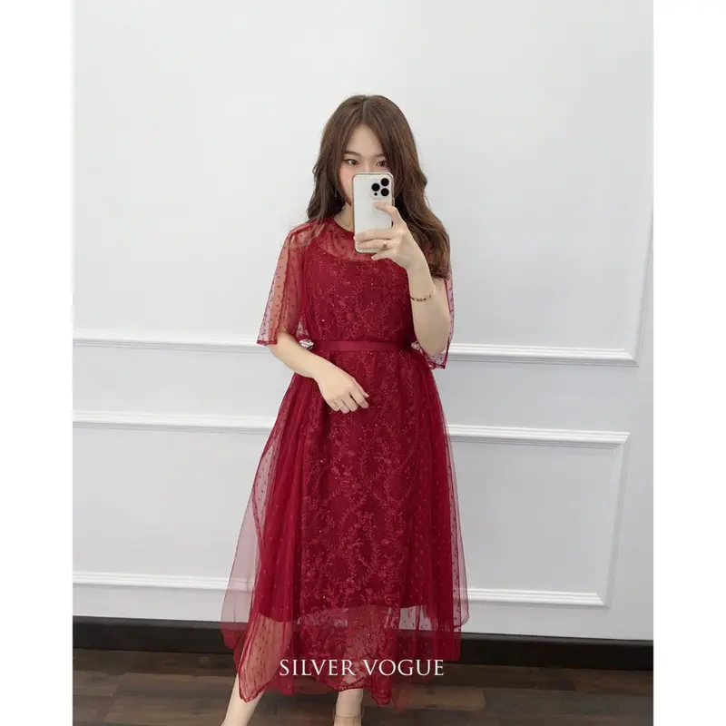 Dress Lorenza New Product Busana Wanita Dress Brukat Fashion Wanita Bisa Cod Dress Casual Pesta 3