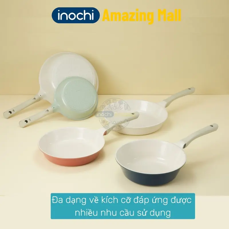 Nồi Chảo vân đá phủ sứ chống dính Omi Simple Inochi nhôm đúc nguyên khối sử dụng được bếp từ Inochi Amazing Mall 8