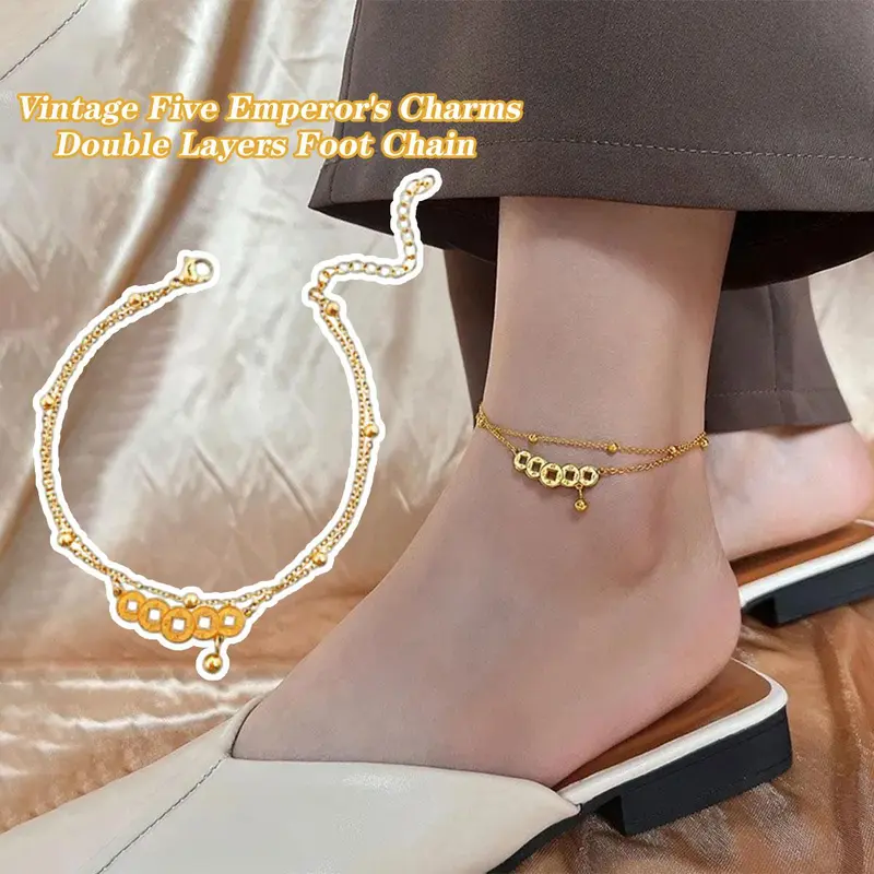 Mặt Dây Chuyền Chuông Đồng Tiền Xu, Chất Liệu Thép Không Gỉ, Lắc Chân Cho Phụ Nữ Và Trẻ Em Gái, Thời Trang, Thích Hợp Cho Các Bữa Tiệc Áo Tắm, Lắc Chân Titan 1