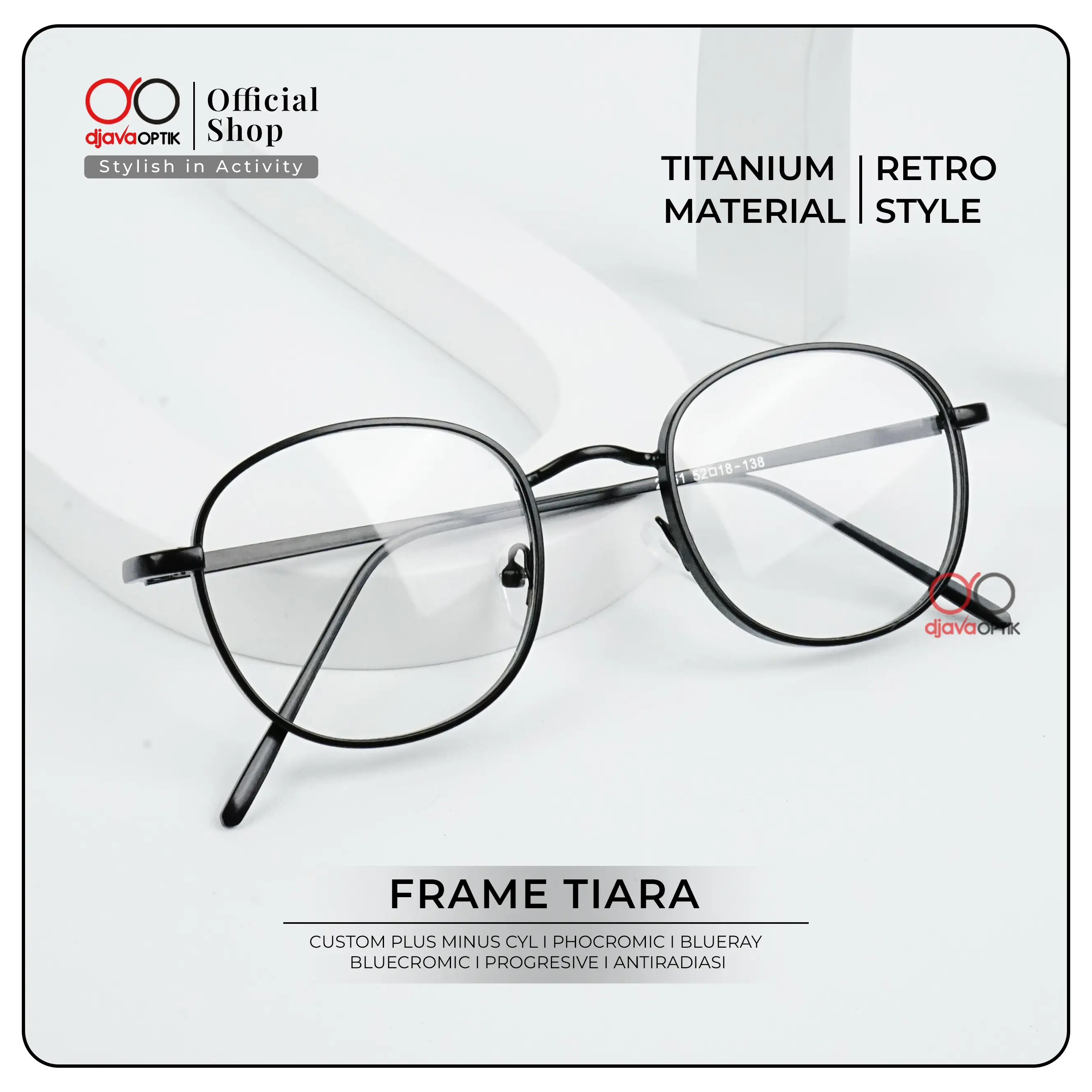 [ DJAVA OPTIK ] Kacamata Tiara Normal s/d -4,00 Photocromic Blueray Anti radiasi Eyewear Glasses Bluecromic