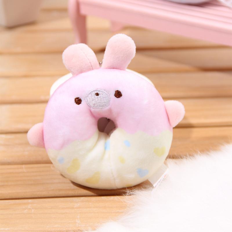 Product Introduction of 1pcs 10cm Animal Doughnuts Keychain Cute Doll Hanging Ornament Plush Toy Cotton Cartoon Doll Plush Key Pendant Keychains Girls 4
