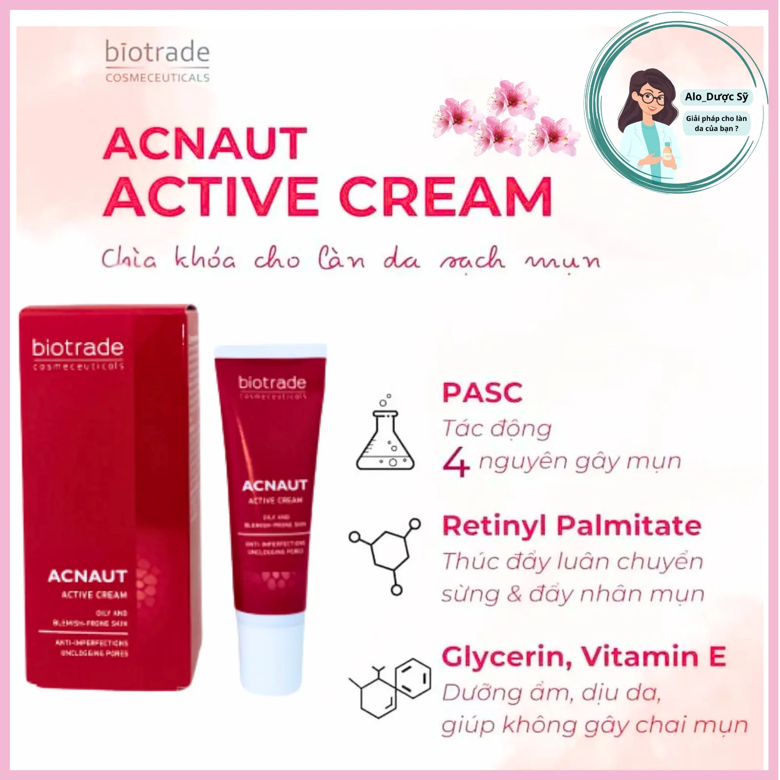 Kem bôi mụn Biotrade Acnaut Active Cream 15ml - Biotrade Bulgaria gel  giammun Skincare Chăm Sóc Da Giảm Mụn Giảm Thâm kem  trị