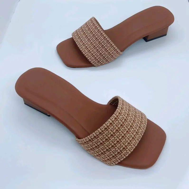Dép Cao Gót Nữ. Gót Vuông Cao 3 phân Quai Vải Bố (mã số B3) DéP  Shoes 2