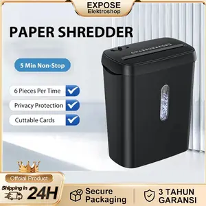 Paper Shredders Mesin Penghancur Kertas Ruby ET015 - Penghancur 5 Lembar 5 Menit Non Stop dengan Privasi Perlindungan & Teknologi VPA Anti Bising