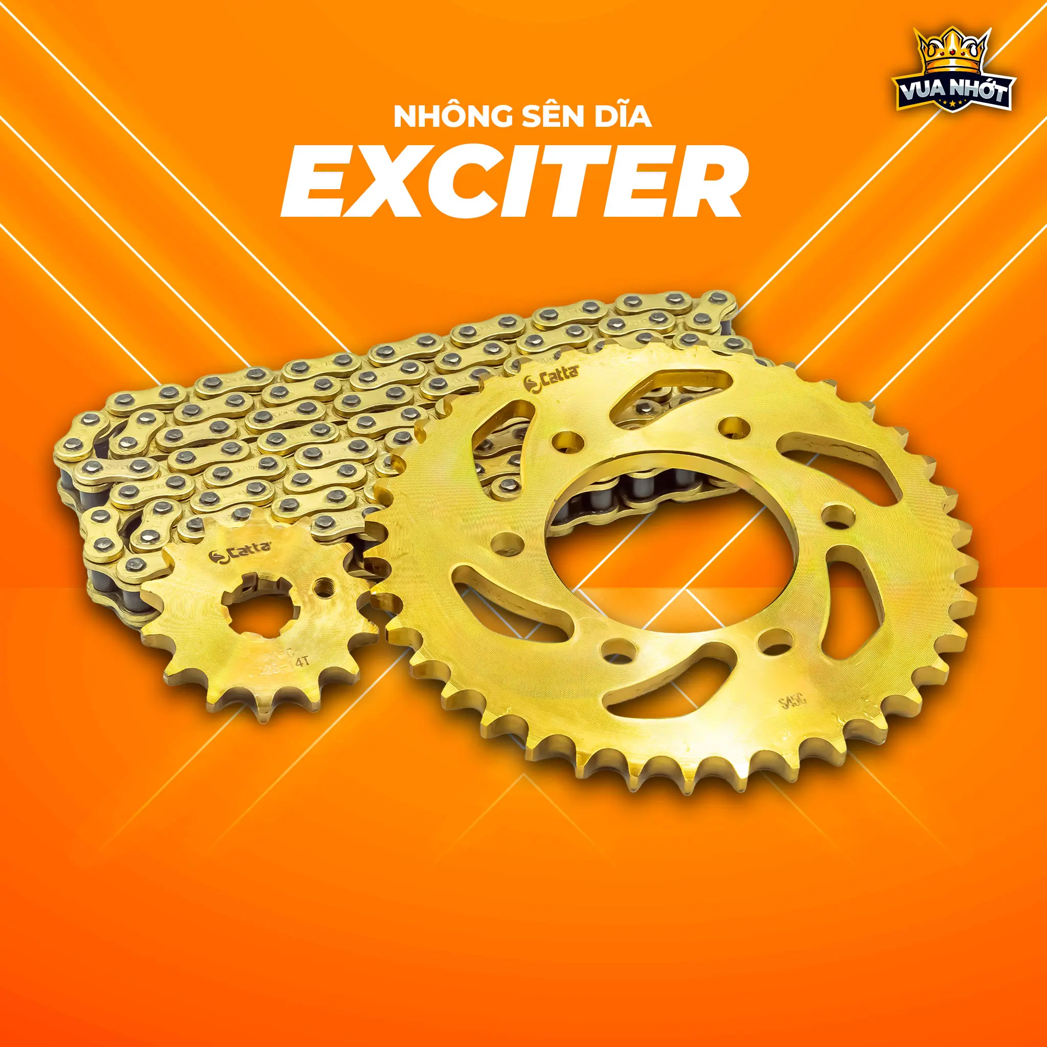 Phụ Tùng Nhông Sên Dĩa Catta Cho Xe EXCITER Sên Vàng 10 Li 428H Thép Carbon Gia Nhiệt Nhiều Tầng