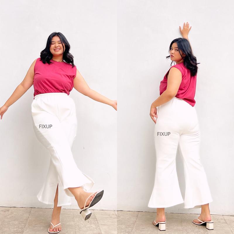 FIXUP | (M-XXXXL) MONA CUTBRAY HIGHWAIST KULOT ANTI LECEK Wanita Celana Panjang Hitam 5